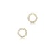  CZ Stone Hollow Round Design Hoop Earrings 14k Gold Jewelry