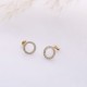  CZ Stone Hollow Round Design Hoop Earrings 14k Gold Jewelry