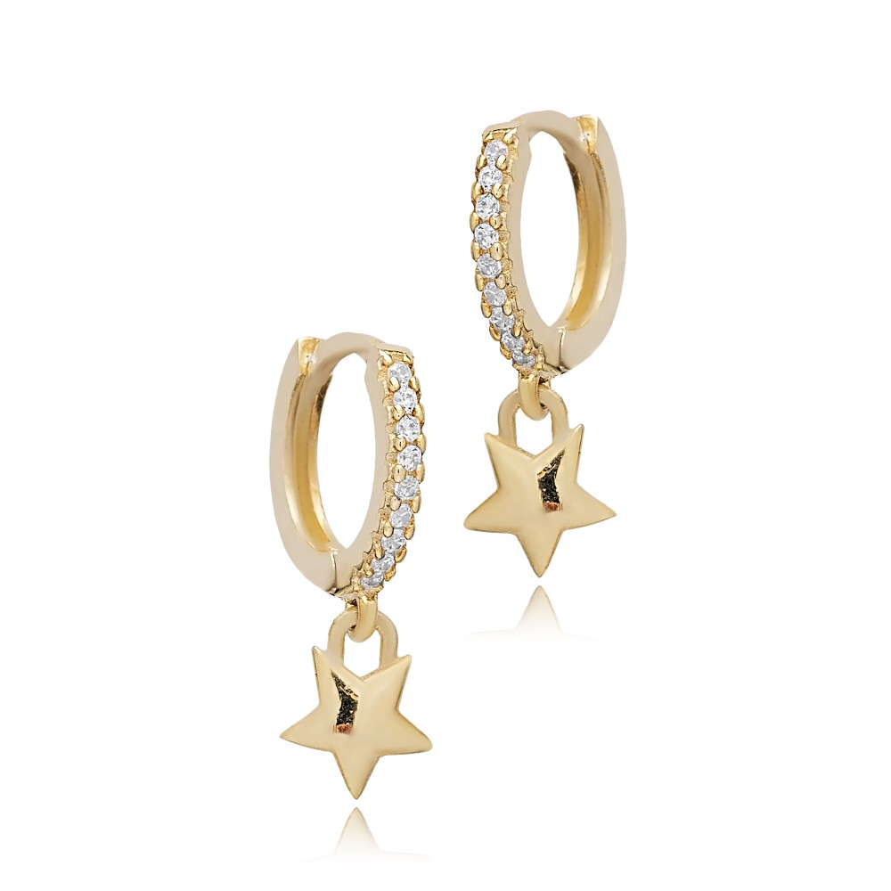 Star Charm CZ Stone Wholesale Dangle Earrings 14k Gold Jewelry