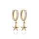 Starfish Charm CZ Stone Wholesale Dangle Earrings 14k Gold Jewelry