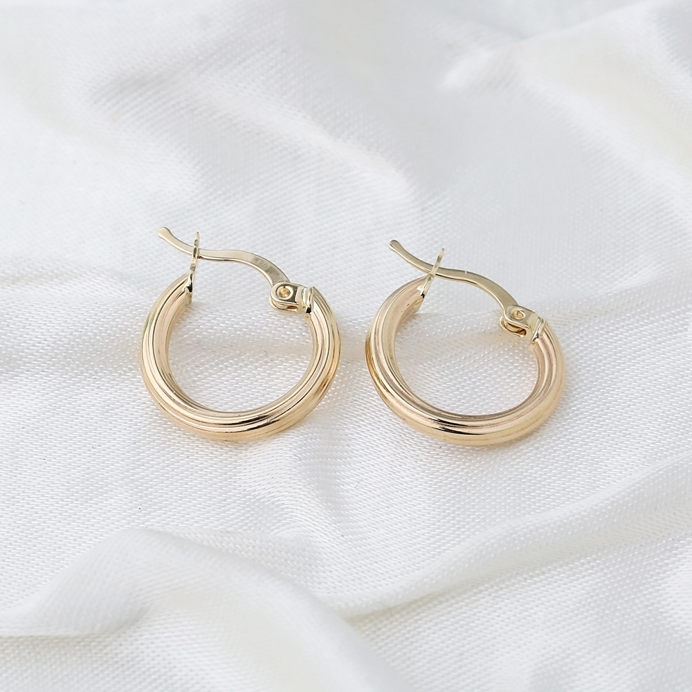 Roped Hoop Earring Wholesale Turkish 14k Gold Earrings