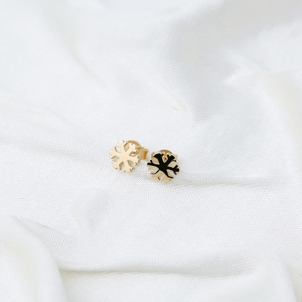 Snowflake Stud Earring Wholesale Turkish 14k Gold Earrings