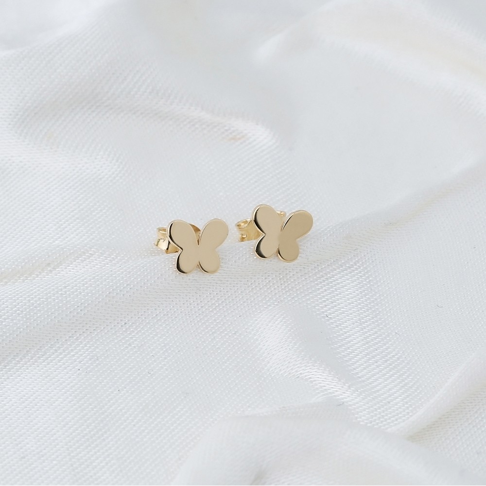 Butterfly Stud Earring Wholesale Turkish 14k Gold Earrings