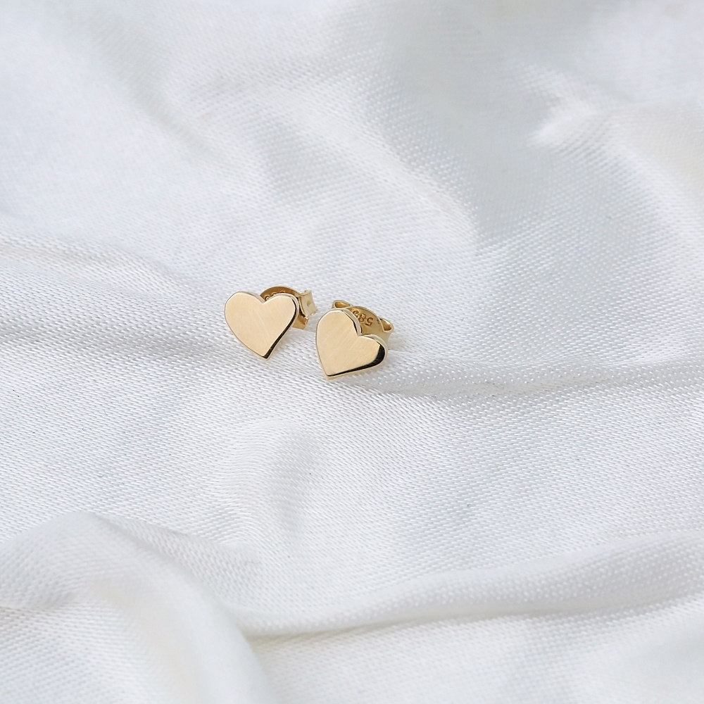 Heart Stud Earring Wholesale Turkish 14k Gold Earrings