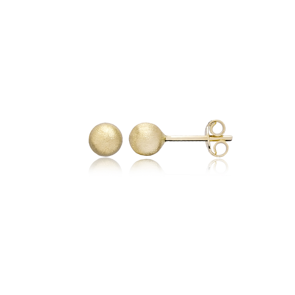 Matt Ball Stud Earring Wholesale Turkish 14k Gold Earrings