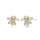 Tiny Cute Baguette Cut Stone Stud Earrings Wholesale Turkish 14k Gold Jewelry