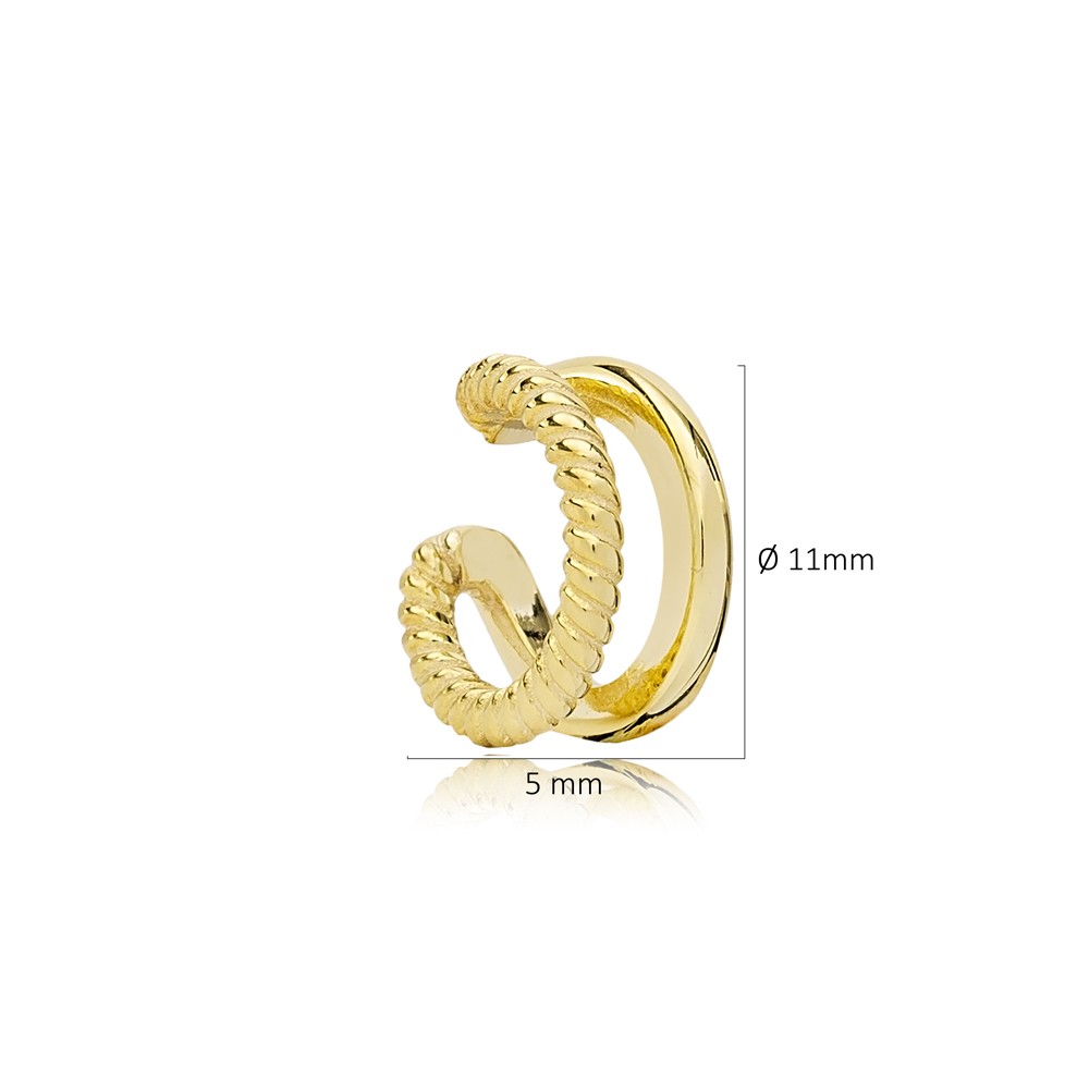 Trendy Design Plain Single Cuff Earring Wholesale Turkish Handmade 14k Gold Jewelry