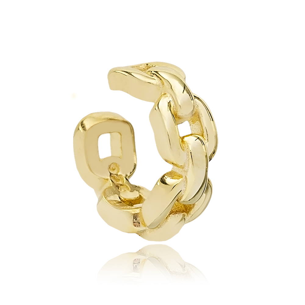 Elagant Chain Design Single Cuff Earring 14K Gold Jewelry