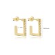 Square Design Geometric Stud Earrings Turkish 14K Gold Jewelry