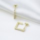 Square Design Geometric Stud Earrings Turkish 14K Gold Jewelry