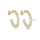 Elagant Zircon Stone Design Hoop Earrings Turkish 14K Gold Jewelry