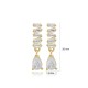 Shiny Baguette Stone Stud Earrings 14K Gold Jewelry