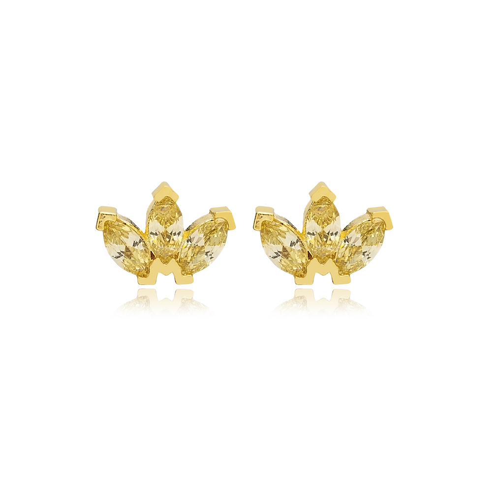 Marquise Cut Citrine Stone Stud Earrings 14k Gold Jewelry