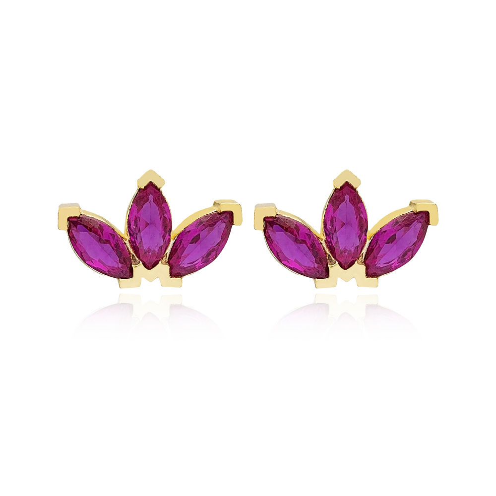 14k Gold Marquise Cut Ruby Stone Stud Earrings  Jewelry