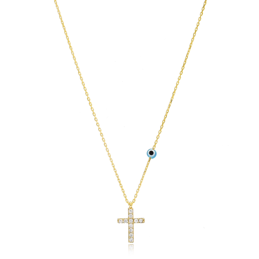 Turkish Wholesale 14K Gold Handcrafted Cross Design Pendant