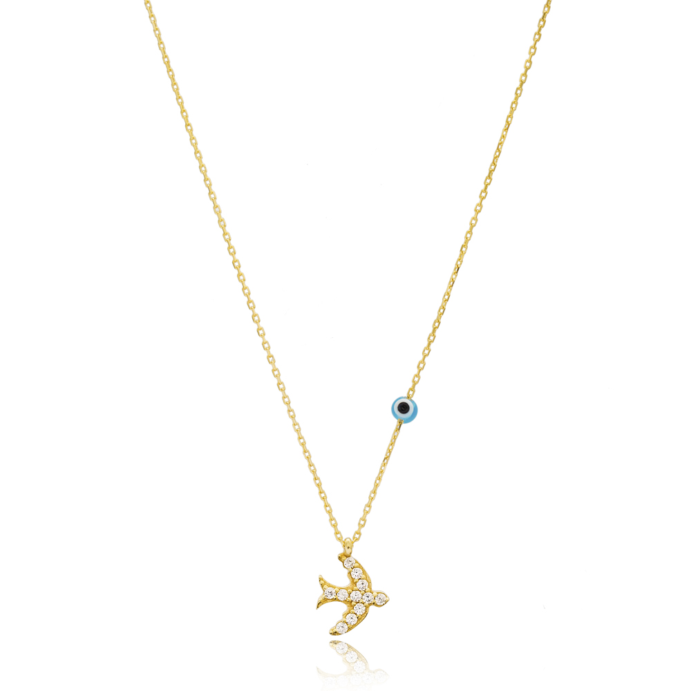 Turkish Wholesale 14K Gold Handcrafted Bird Design Pendant