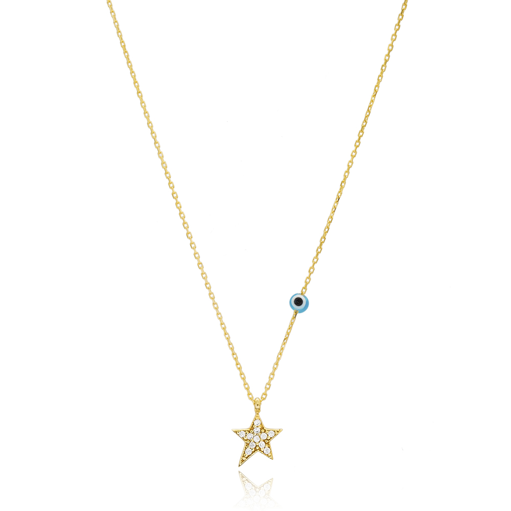 Turkish Wholesale 14K Gold Handcrafted Star Design Pendant