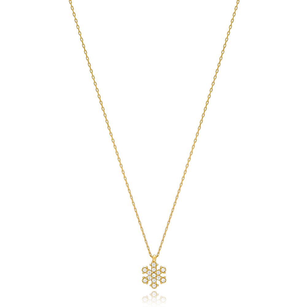 Minimal Snowflake Wholesale Turkish 14k Gold Pendant