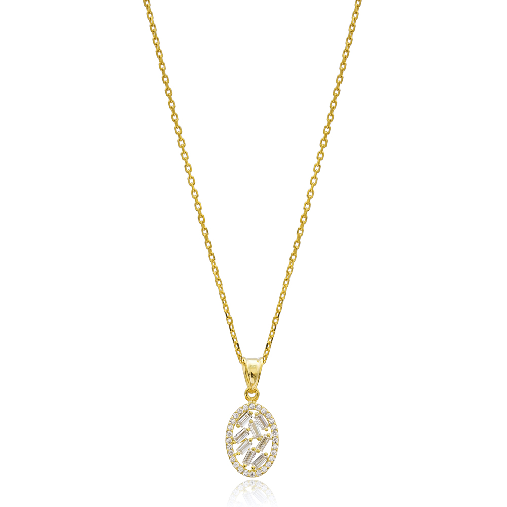 Oval Shape Design Wholesale Turkish 14k Gold Necklace