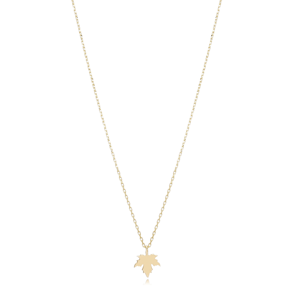 14K Gold Maple Leaf Pendant Turkish Wholesale Gold Jewelry