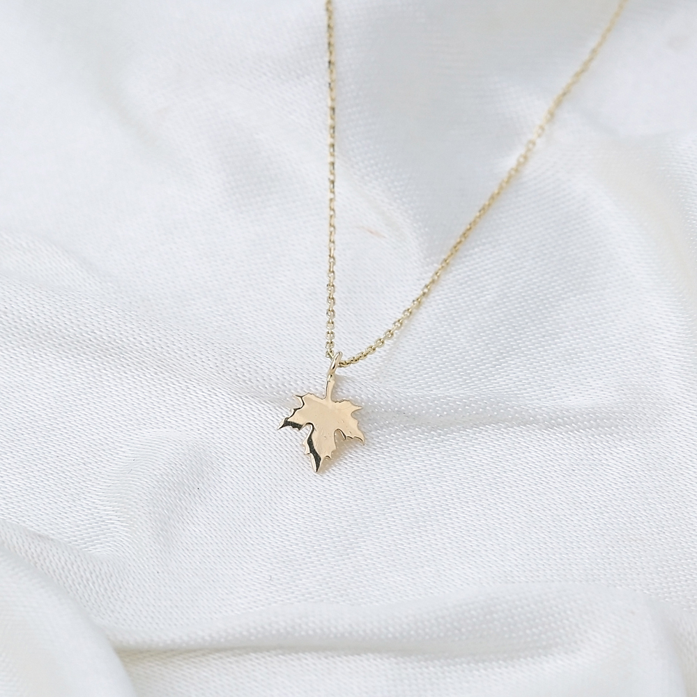 14K Gold Maple Leaf Pendant Turkish Wholesale Gold Jewelry