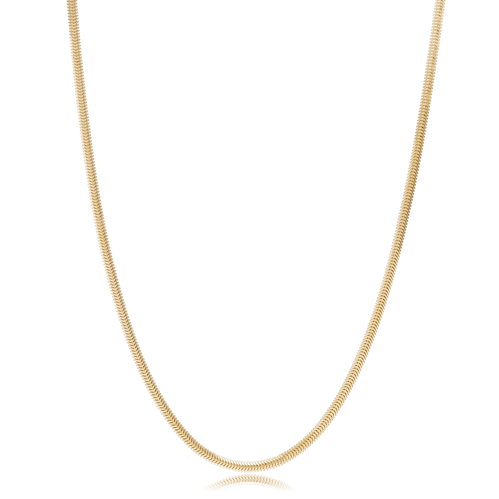 14K Gold 2.40 mm Round Sneak Necklace Turkish Wholesale Gold Jewelry