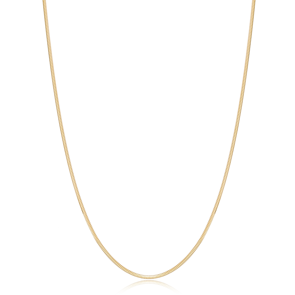 14K Gold 1.30 mm Round Sneak Necklace Turkish Wholesale Gold Jewelry