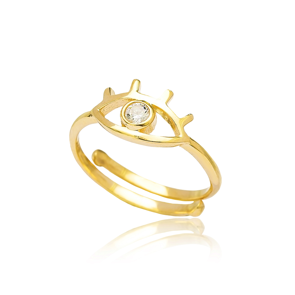 14K  Adjustable Evil Eye Wholesale Turkish  Gold Ring