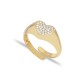 Heart Design Zircon Stone Adjustable Ring 14k Solid Gold Jewelry