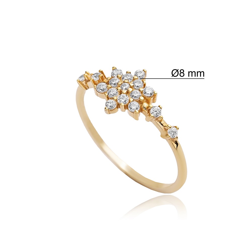 Flower Design CZ Wholesale Cluster Ring 14k Gold Jewelry