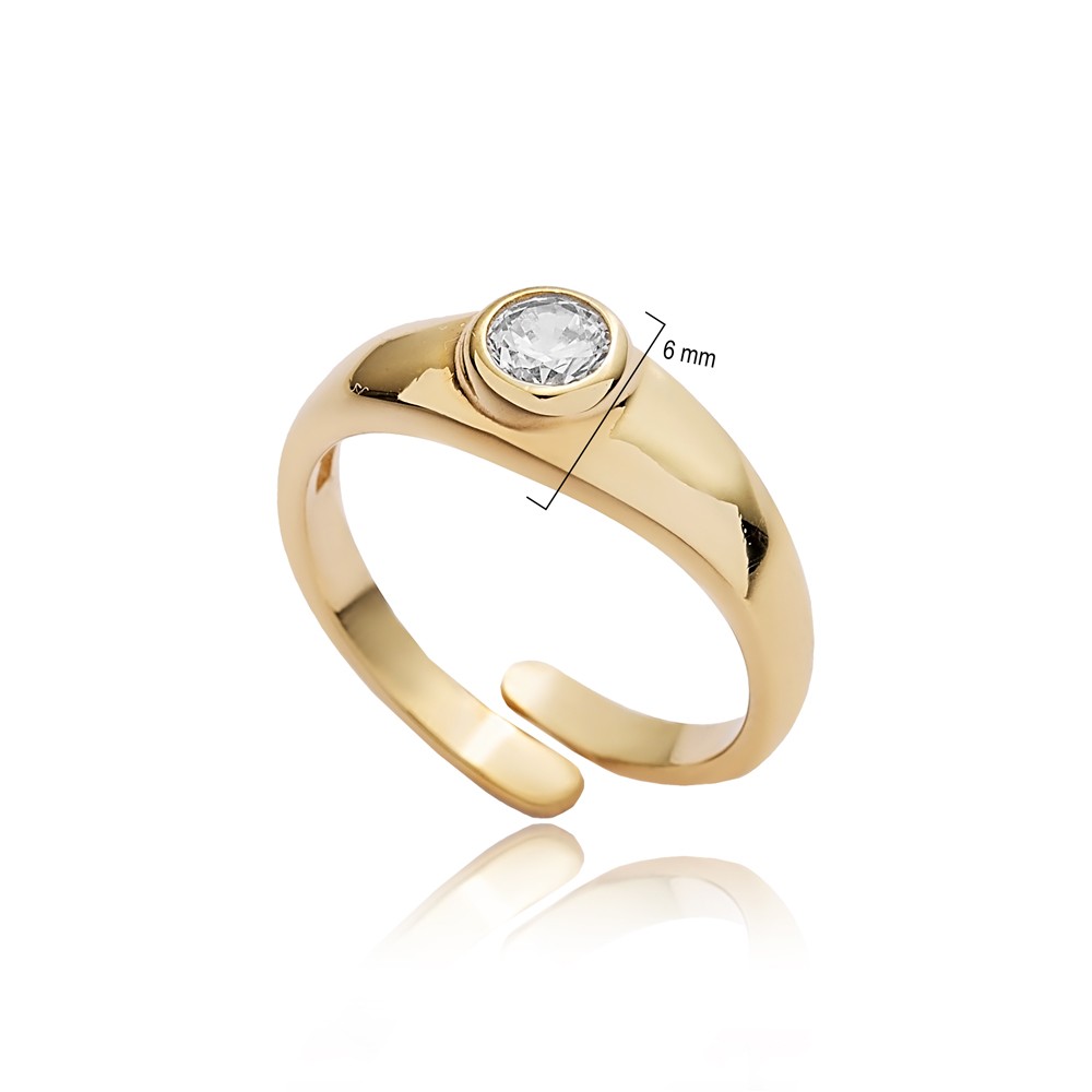 Round Design CZ Wholesale Adjustable Ring 14k Gold Jewelry