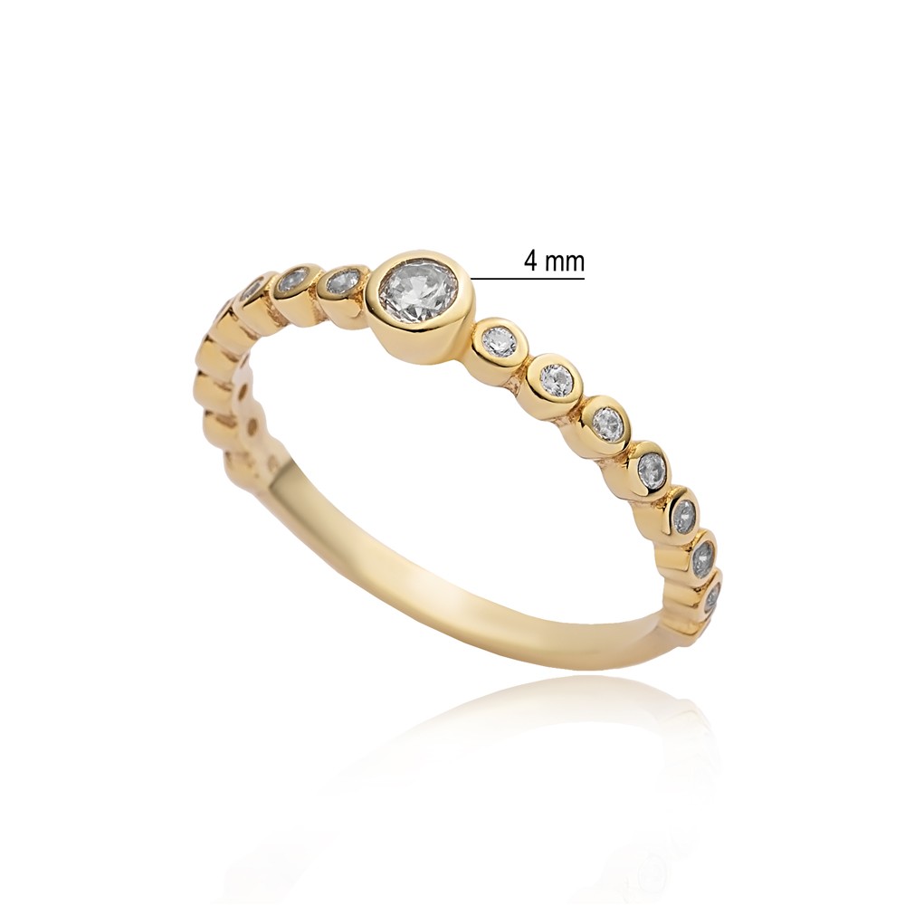 Minimalist Round CZ Wholesale Cluster Ring 14k Gold Jewelry