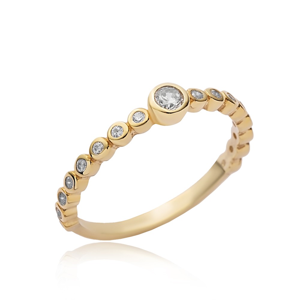 Minimalist Round CZ Wholesale Cluster Ring 14k Gold Jewelry