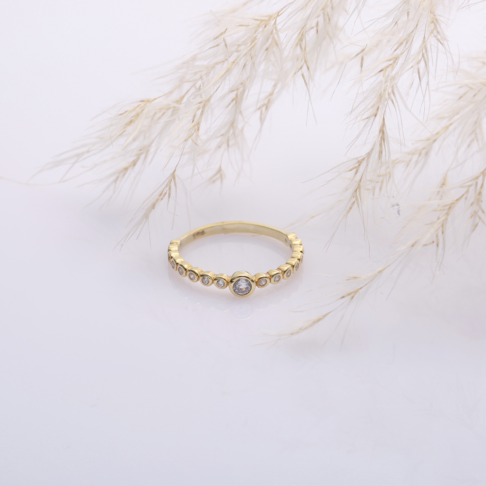 Minimalist Round CZ Wholesale Cluster Ring 14k Gold Jewelry