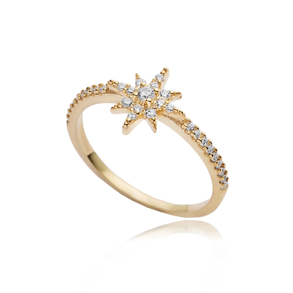 North Star CZ Wholesale Cluster Ring 14k Gold Jewelry