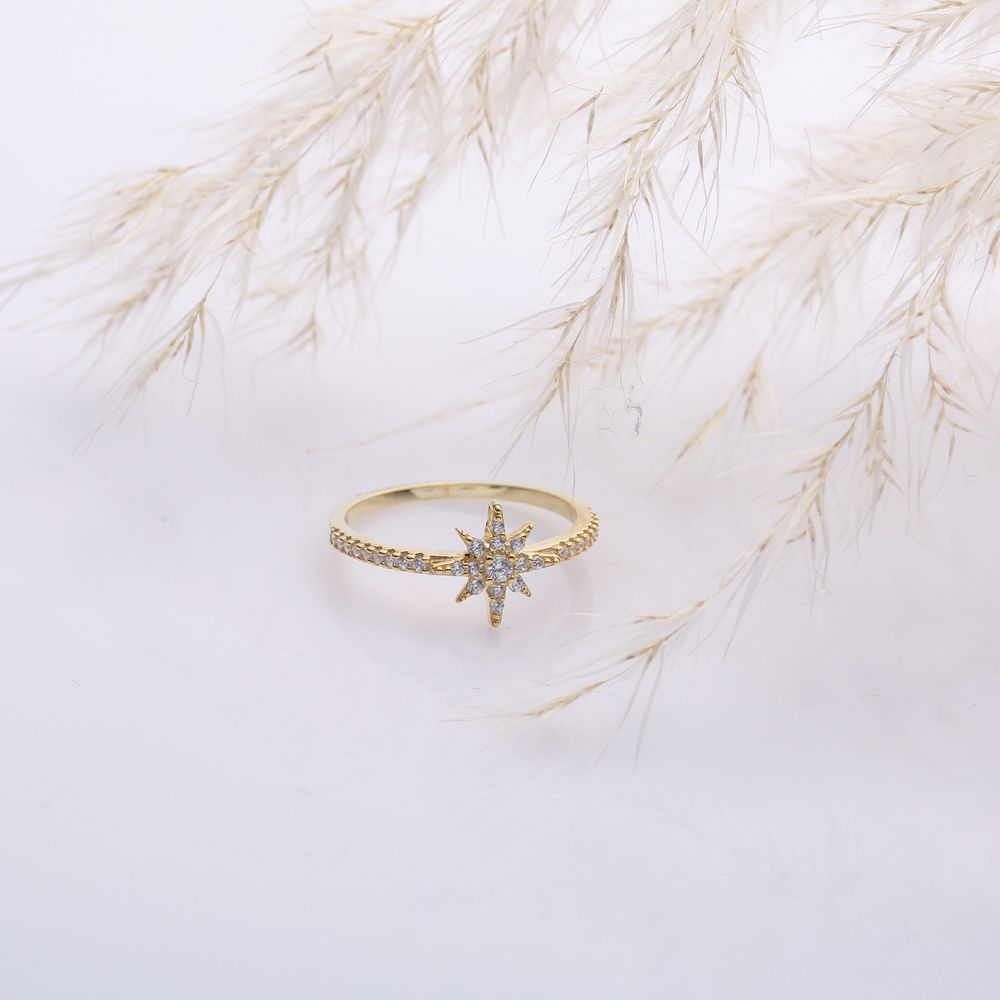 North Star CZ Wholesale Cluster Ring 14k Gold Jewelry