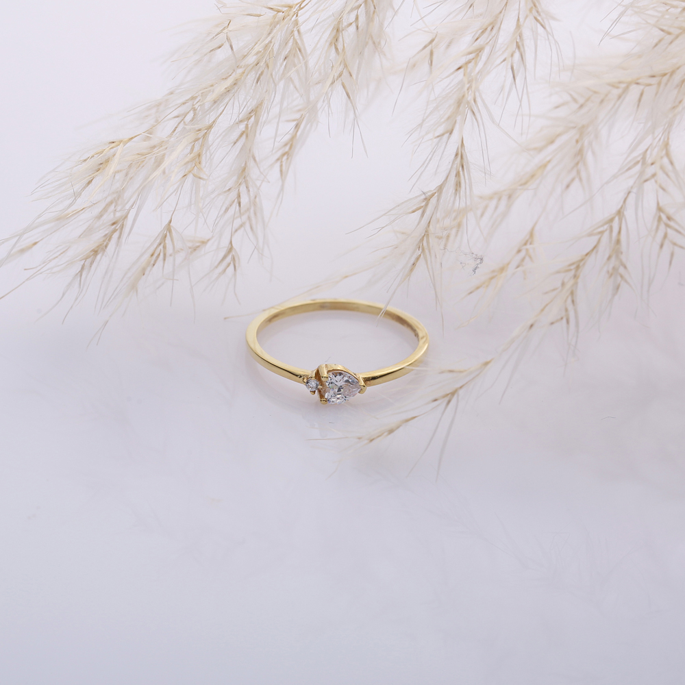 Tiny Heart CZ Wholesale Cluster Ring 14k Gold Jewelry