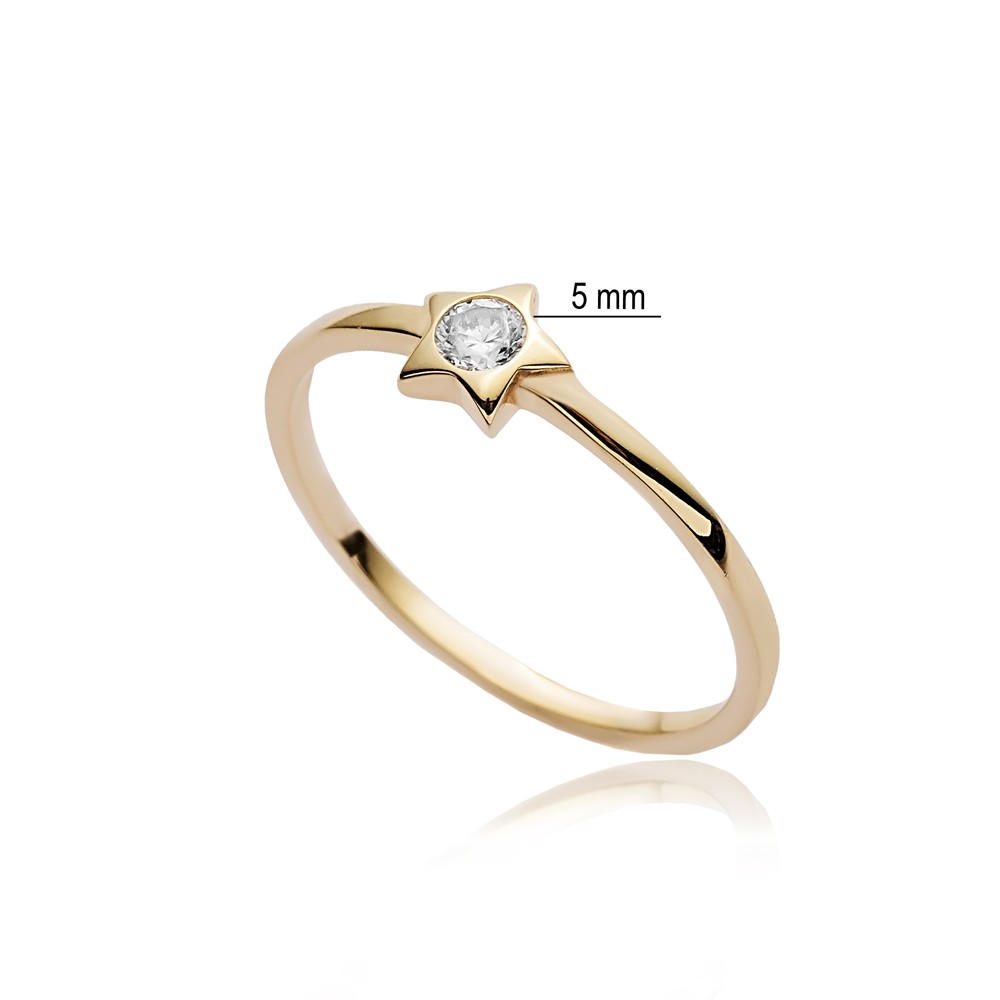 Star Design CZ Turkish 14k Gold Wholesale Cluster Ring