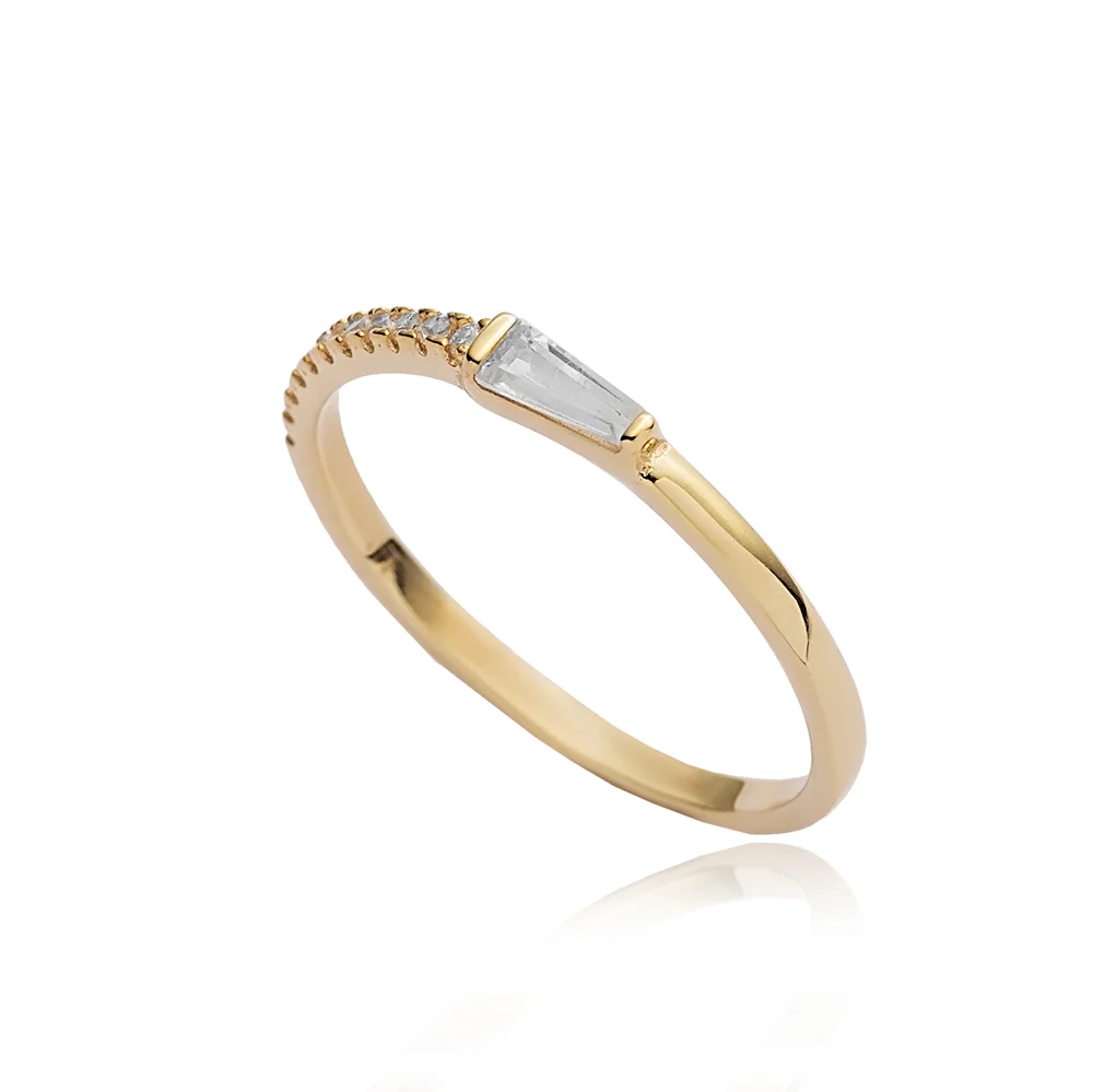 14K Yellow Gold Finish Baguette CZ good Ace