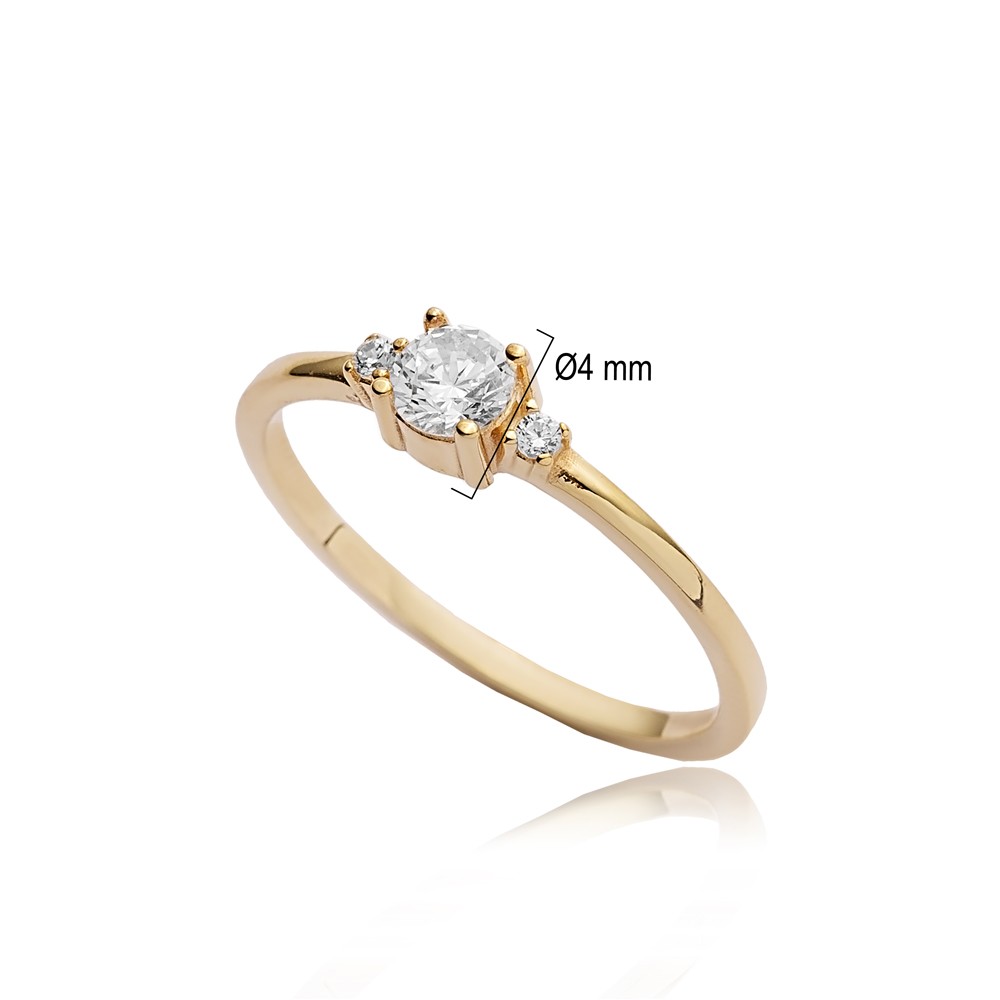 Round CZ Turkish Handmade 14k Gold Wholesale Cluster Ring