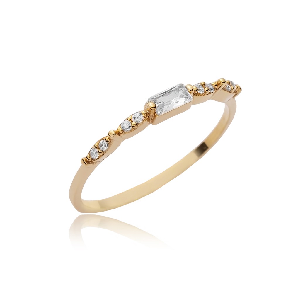 Tiny Baguette CZ Turkish Handmade 14k Gold Wholesale Cluster Ring