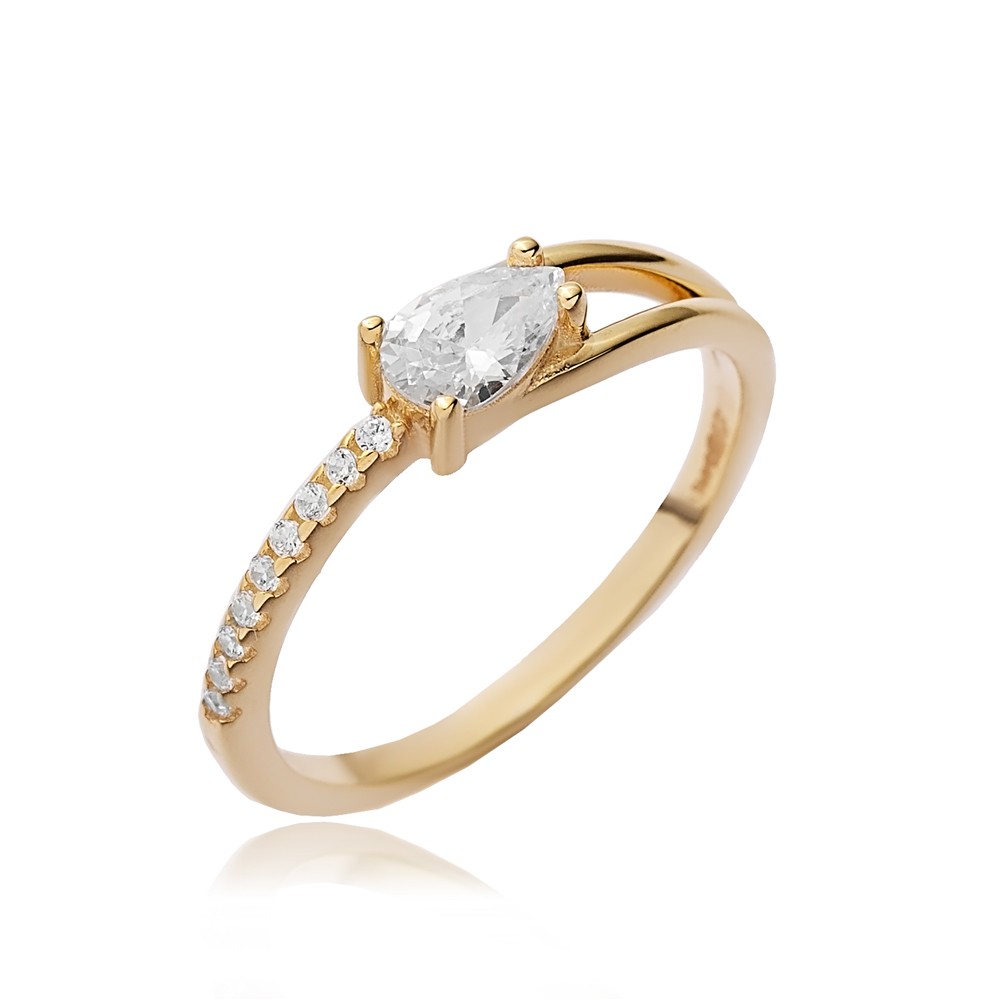 Pear Cut CZ Handmade 14k Gold Wholesale Cluster Ring