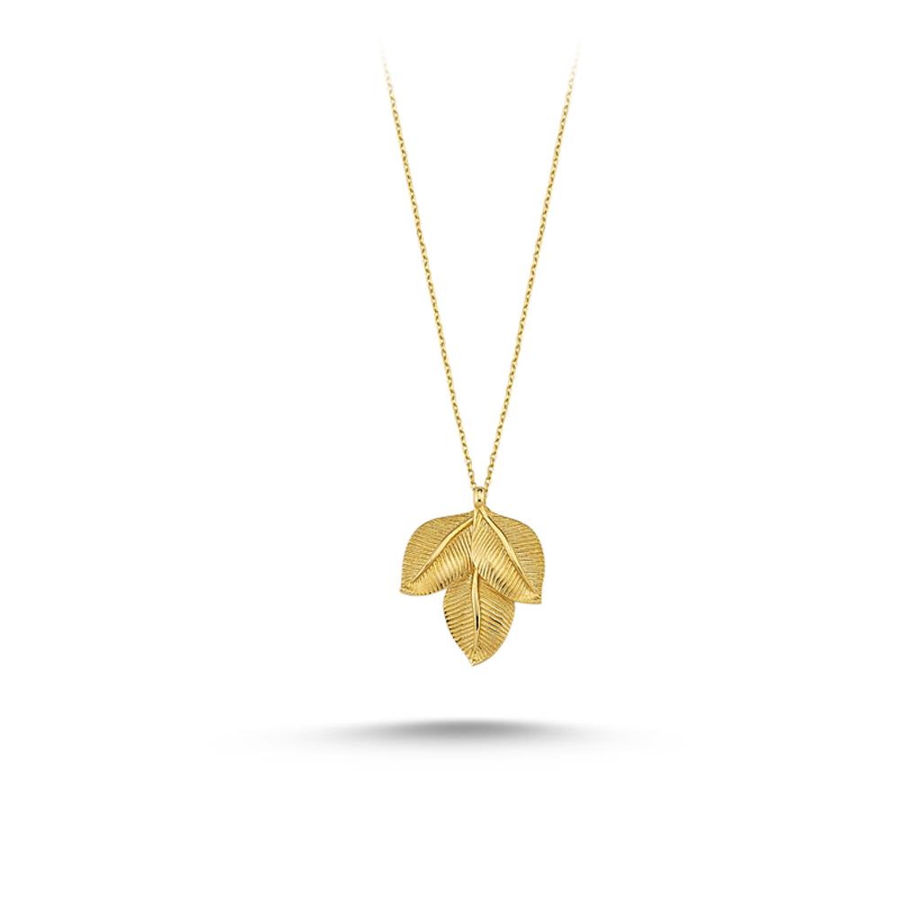 14K Gold Turkish Wholesale Handcrafted Leaf Design Pendant