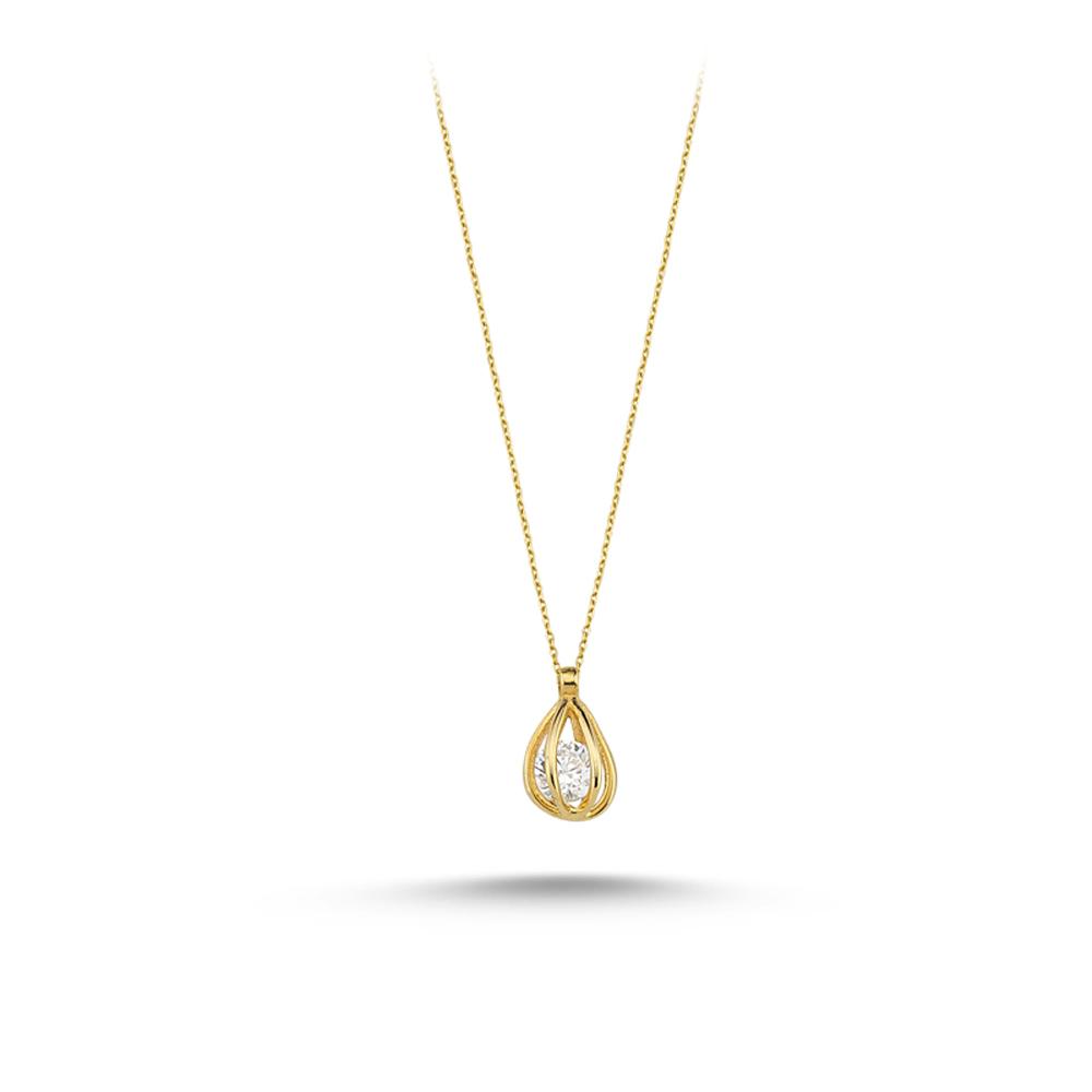 Turkish Wholesale 14K Gold Handmade Drop Shape Pendant