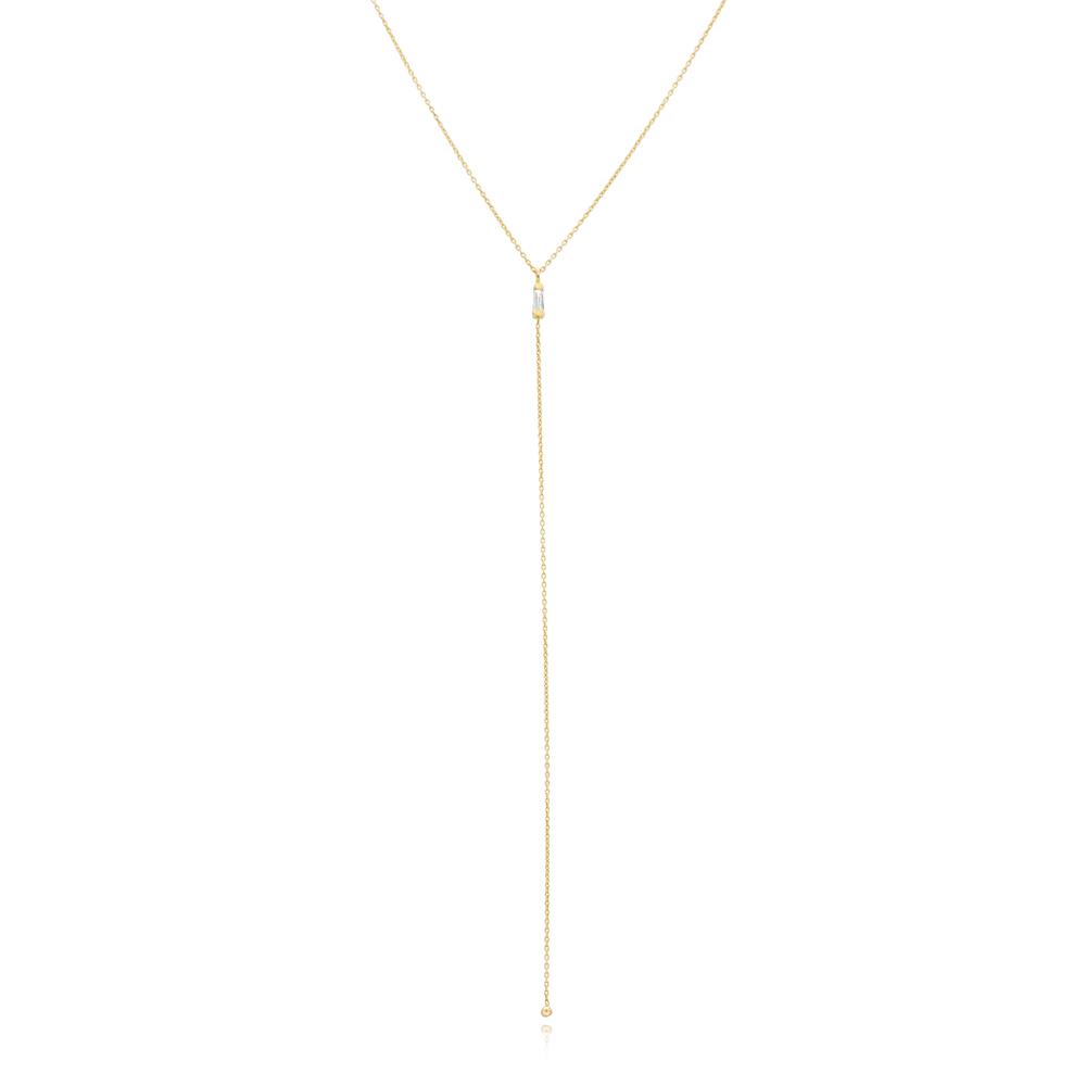 Diamond 0.15 Carat Y Design Minimal Turkish Wholesale 14k Gold Necklace