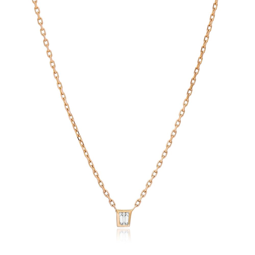 Dainty Design Turkish 0.05 Carat Diamond Wholesale 14k Gold Necklace
