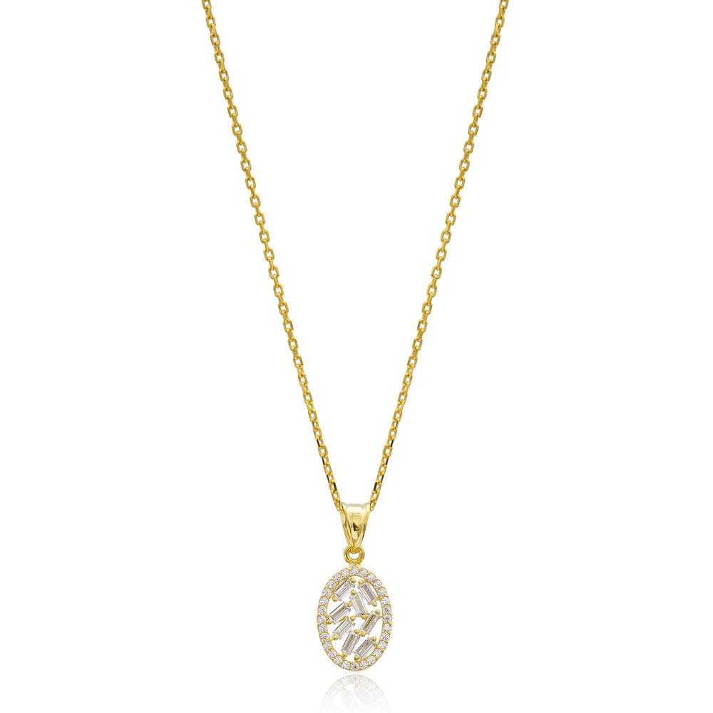 Oval Shape Design Wholesale Turkish 14k Gold Necklace