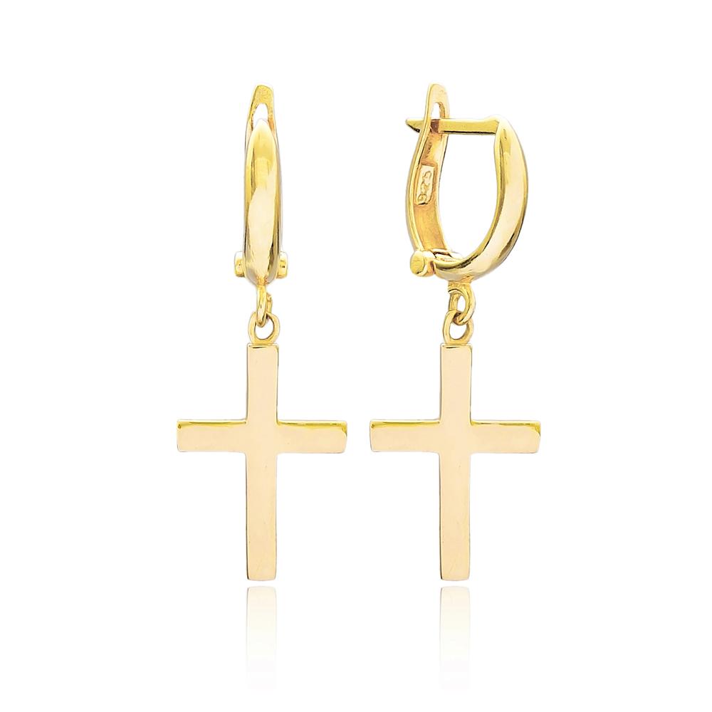 Confessions Cross Wholesale Turkish 14k Gold Dangle Earring