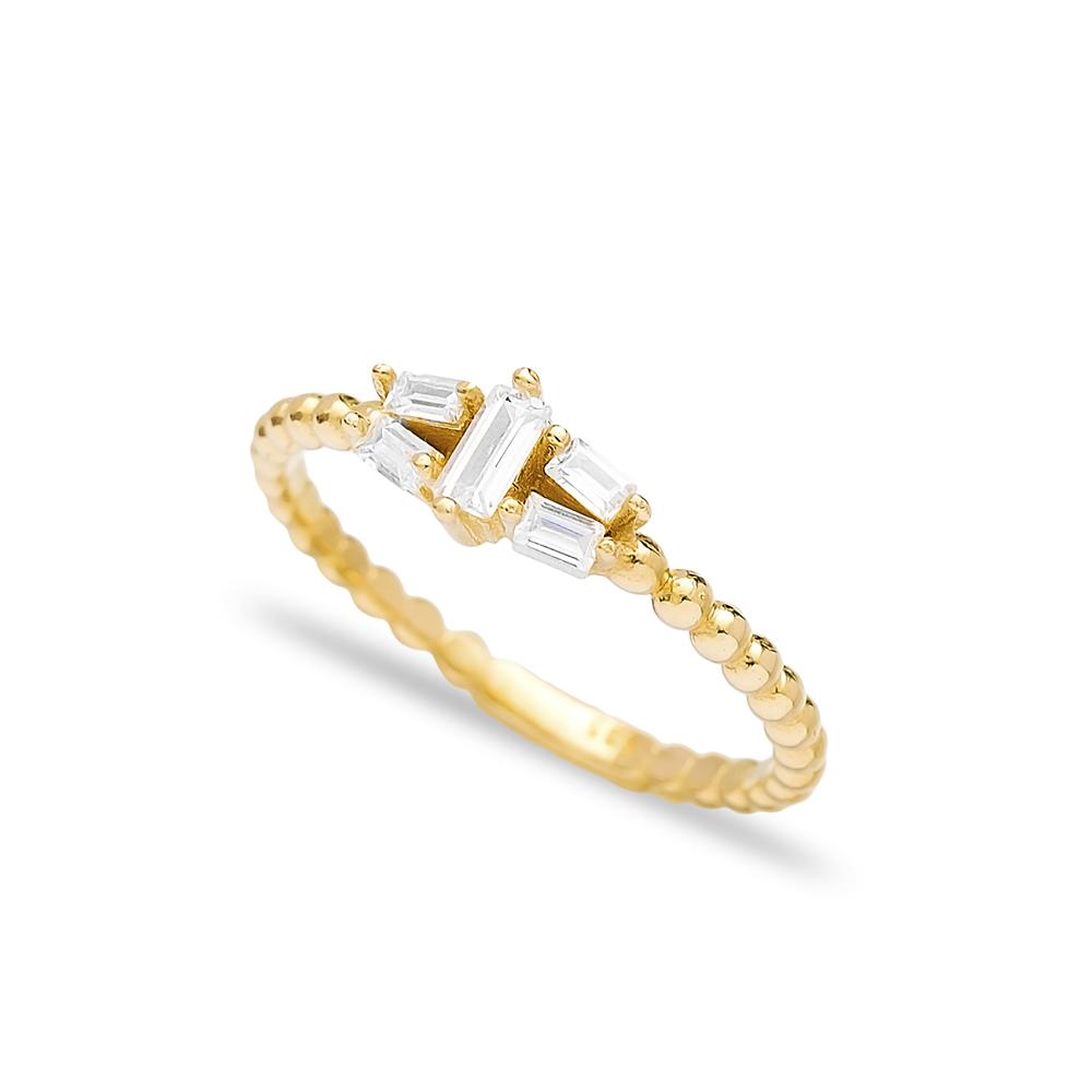 Elegant Design Baguette Stone Wholesale Turkish 14K Gold Ring