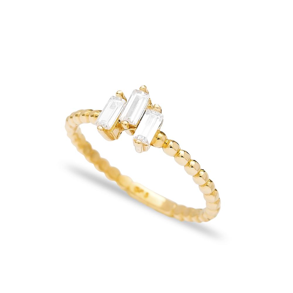 Elegant Design Baguette Stone Wholesale Turkish 14K Gold Ring